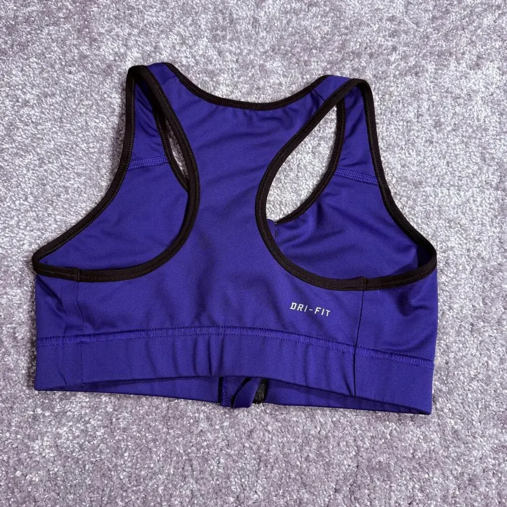 Nike Pro Sports Bra Womens XS Purple Zip Front Racerback Compression Dri-FIT
